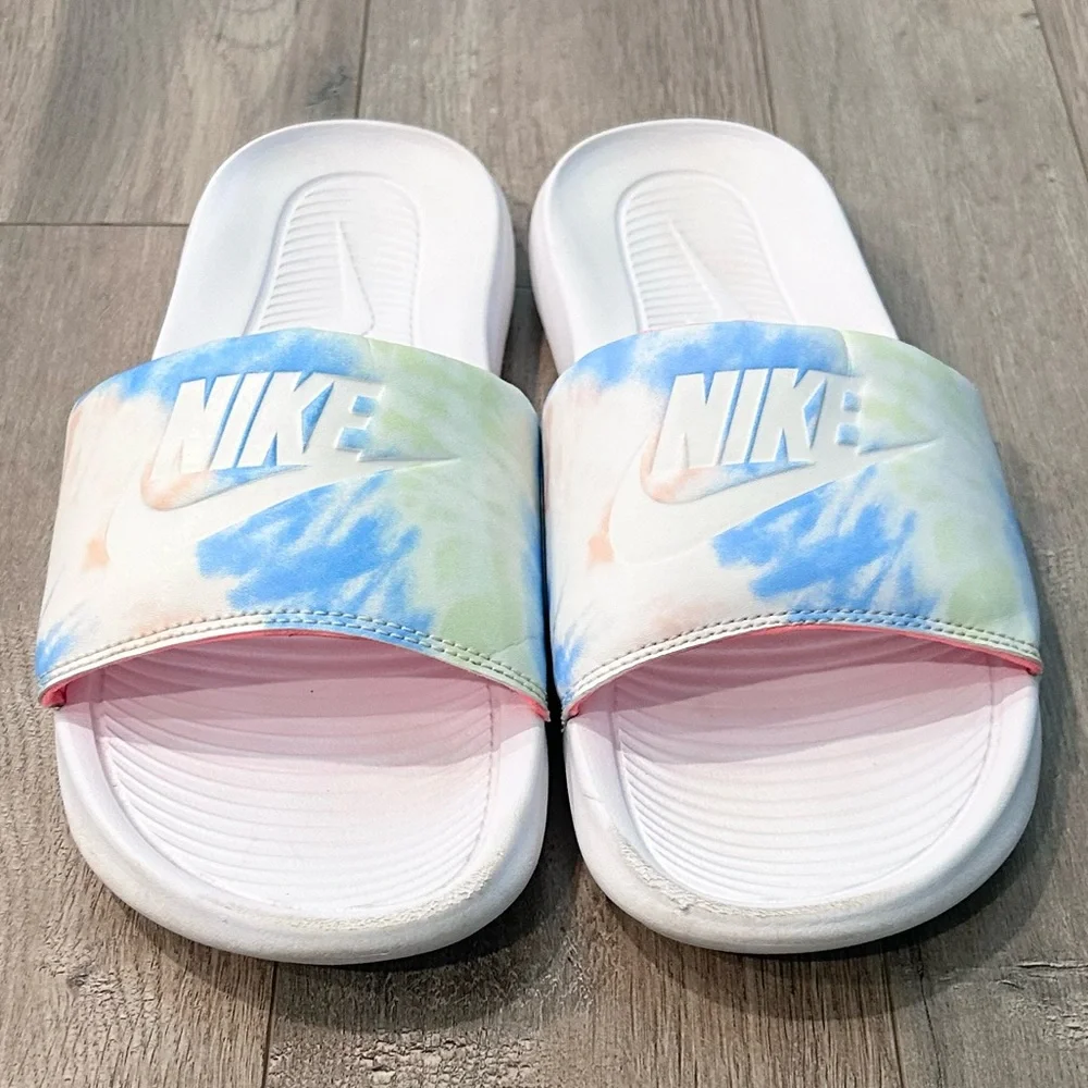 Nike White Slides with Pastel Tie-Dye Strap - Picture 2 of 6